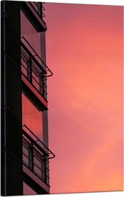 Vászonkép Rózsaszín égbolt Naplemente épület 50x80