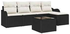 vidaXL Kerti Kanapé Szett 6 pcs Fekete polirattan