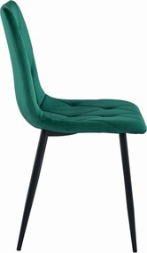 AKCIÓ Sötétzöld bársonyos étkezőszék LIBRA fekete lábakkal II. osztály