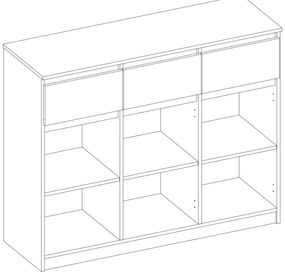 Drohmo 3D3S komód, 120x97x40 cm, fehér