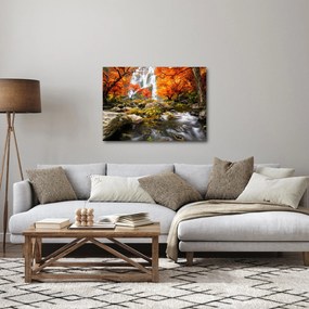 Kép - Vízesések őszi tájban, narancssárga (70x50 cm)