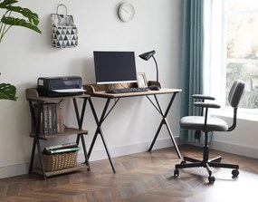 Számítógépasztal, tölgy/fekete, OFIS