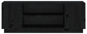 fekete tömör fenyőfa TV-szekrény 110x35x40,5 cm