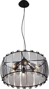 Okos függőlámpa fekete füstüveggel, kerek, 6-os, WiFi C35-tel - Mochan