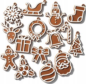 Mézeskalács cukormázas karácsonyfadísz szett 15 db-os díszdobozban B