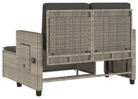 világosszürke polyrattan dönthető kerti pad párnával