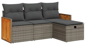 vidaXL 4 részes szürke polyrattan kerti ülőgarnitúra párnákkal