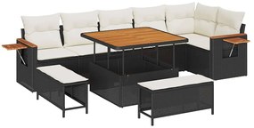 Kerti Kanapé Szett 9 pcs Fekete és krémszínű 100 x 100 x 71 cm
