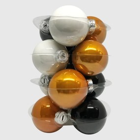 Copper &amp; Black üveg karácsonyi gömb szett 12*6cm