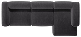 Sötétszürke kordbársony sarokkanapé (jobb oldali-heverő résszel) Bergano – Cosmopolitan Design