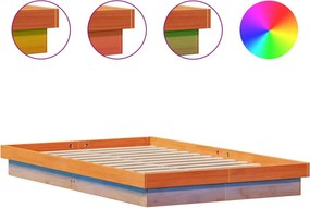 vidaXL viaszbarna tömör fenyőfa LED-es ágykeret 140 x 200 cm