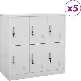 vidaXL 5 db világosszürke acél zárható szekrény 90 x 45 x 92,5 cm
