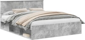 vidaXL Ágykeret fejtámlával Beton 160 x 200 cm Tömör fenyőfa
