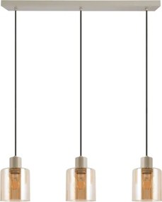 Brilliant - Kábeles függeszték LYSKA 3xE27/20W/230V krémszínű/füstös bézs