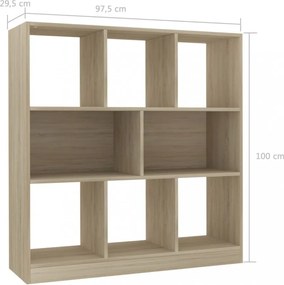 sonoma tölgy színű szerelt fa könyvszekrény 97,5x29,5x100 cm