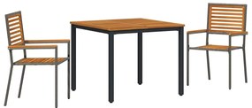 vidaXL Kert étkező szett 3 pcs Szürke és Barna polirattan