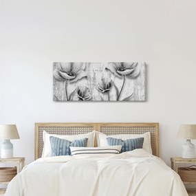Kép - Fekete-fehér virágok a háttérben (120x50 cm)