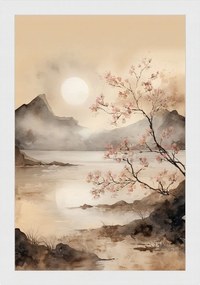 Poszter Keret Fa Tájkép Ázsia Kína Japán Cseresznye Tó 40x60