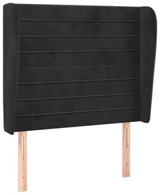 fekete bársony fejtámla szárnyakkal 103 x 23 x 118/128 cm