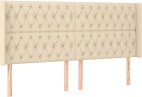 vidaXL krémszínű szövet fejtámla szárnyakkal 203x16x118/128 cm