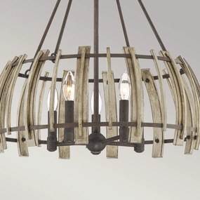 Quoizel loft függeszték wood hollow fekete falusias elsqz-wood-hollow-5p