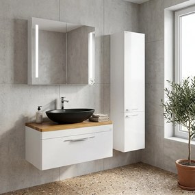 CeraStyle OLIVE - PULTRA ültethető - Top Counter - porcelán mosdó - MATT FEKETE -75 x 38 cm