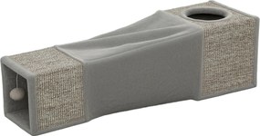 PawHut Macska Alagút, Macska Játék Labdával, Macskabarlang, Hajtogatható Zsineges Játék Alagút, Kombinált Dizájn, Barna+Szürke, 98 x 30 x 30 cm | Aoso