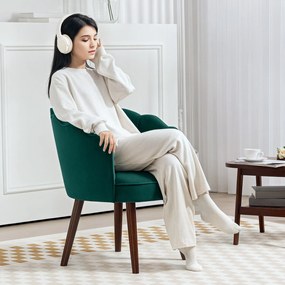 HOMCOM Héjpárna Fotel Nappali Hálószoba háttámlával és bársonyos párnával Hevea fa lábakkal 66L x 66W x 78.5H cm, Zöld | Aosom