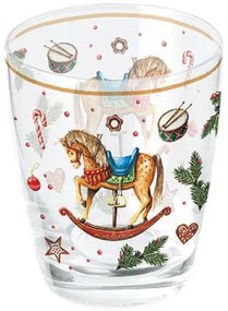 Karácsonyi hintalovas üveg vizes pohár Christmas Toys 250 ml