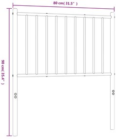 fekete fém fejtámla 75 cm