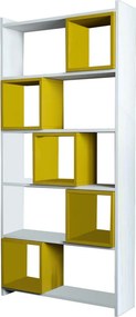 Box könyvespolc, fehér-sárga, 80 cm