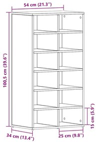 fekete tölgy színű szerelt fa cipőtartó 54 x 34 x 100,5 cm