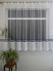 Mg Függöny 355500 Fehér sötétkék 400x160cm kész szalaggal M