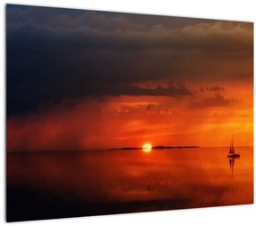 Vitorlás naplementekor (üvegen) (70x50 cm)