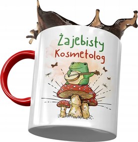 Piros Bögre Kozmetikusnak Békás Ajándék Nyomtatott Fotóval