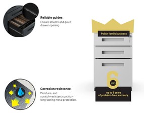 ATE fém irodai tároló 390 x 600 x 500 mm, szürke