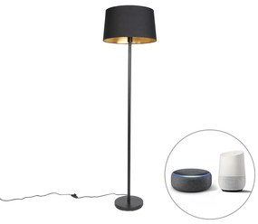 Okos állólámpa fekete fekete árnyékolóval 45 cm, Wi-Fi-vel, A60 - Simplo