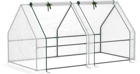 Outsunny Kültéri Üvegház 180x90x90 cm 2 Ablakkal Acél Vázú Terasz Üvegház Növények Virágok Paradicsomok Növesztésére | Aosom