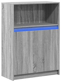szürke sonoma szerelt fa tálalószekrény LED-del 72x34x100 cm