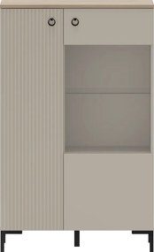 Alacsony vitrin, szürkésbarna Taupe/silverjack tölgy, DOMCA 1D1W/140