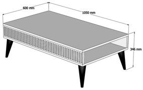 Dohányzóasztal Milan - Diós, Fehér Marble