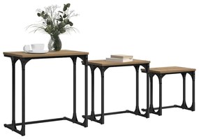 Fészkelt Kávézó Asztal 3 pcs kézműves tölgy 50.5 x 35 x 53 cm