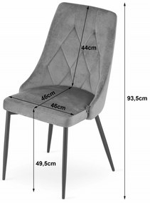 AKCIÓ Világosszürke bársony étkezőszék IMOLA II. osztály