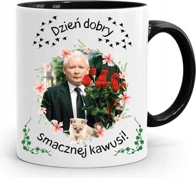 Bögre Fekete Vicces Pis Jaroslaw Kaczynski nyomott mintával