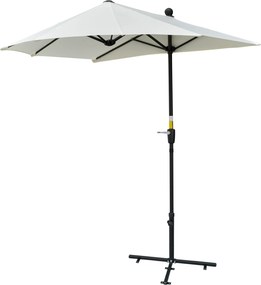 Outsunny Kerti Fali Napernyő 200x190x240 cm Terasz Napernyő Kézi Karral Acél Oszlopal és Keresztalappal UV Ellen Védett Krém | Aosom