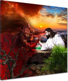 Vászonkép 90x90 Jézus és az ördög összefogása