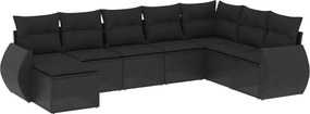 vidaXL 8 részes fekete polyrattan kerti ülőgarnitúra párnákkal