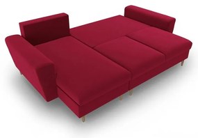 Piros bársony kinyitható tárolóhelyes sarokkanapé Kyoto – Cosmopolitan Design