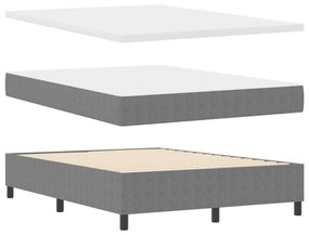 Boxspring ágy matraccal, világosszürke, 160x200 cm, bordás szövet