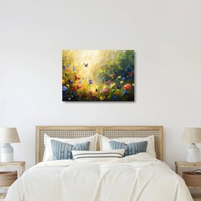 Üveg kép - Tavaszi virágos rét, festmény (70x50 cm)